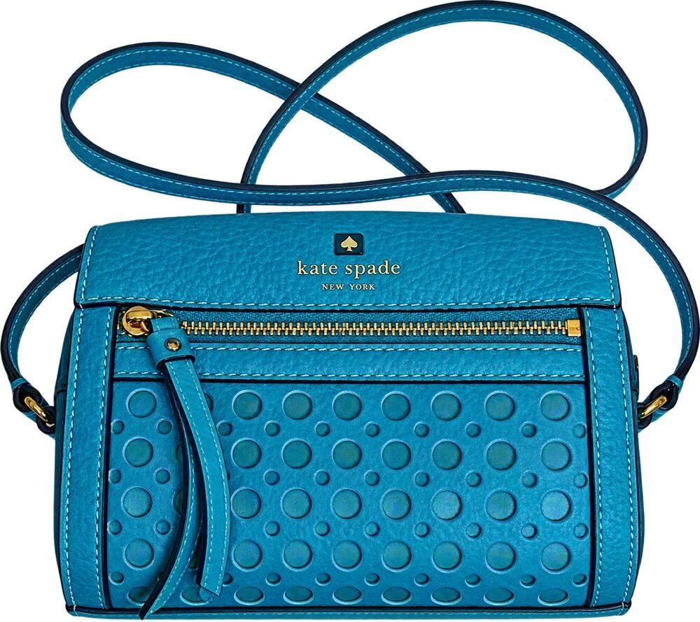 Kate Spade Perri Lane Bubbles Looloo Aqua Leather Crossbody Bag Purse